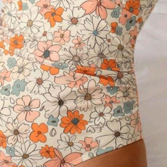 💲1️⃣0️⃣ Bundled ✔️ BCream Ruffled One Piece Floral Swimsuit Plunge sz Large - Picture 3 of 7